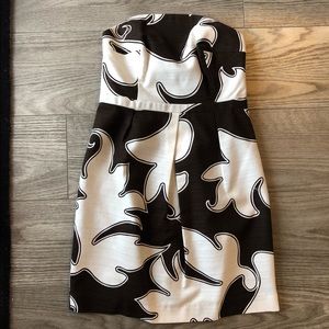 Brown and White Strapless Dress